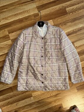Coach Plaid Quilted Jacket in Beige and Lavender